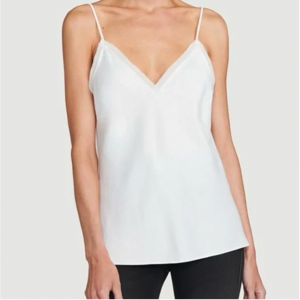 FRAME Off-White V-Neck Camisole‎ Adjustable Straps Stretch Viscose Top, Nw/oT